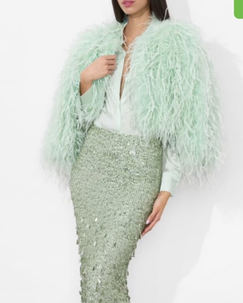 Alice & Olivia Feather Jacket Skirt Set - Image 4