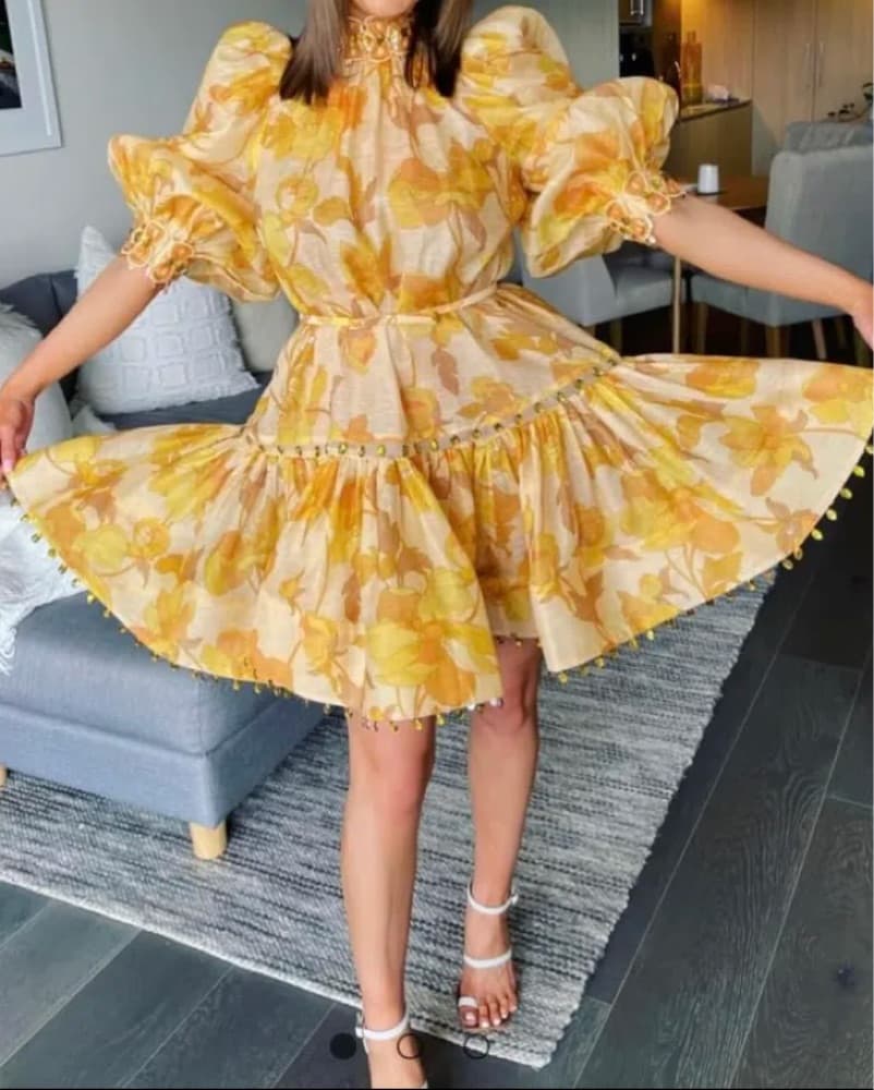 Zimmerman Short Yellow Embellished Dress - Image 4