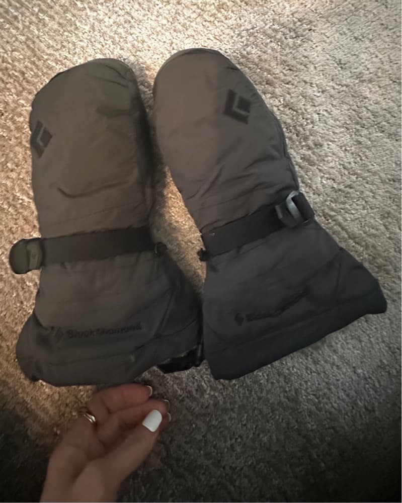 Black Leather Ski Mittens  - Image 1