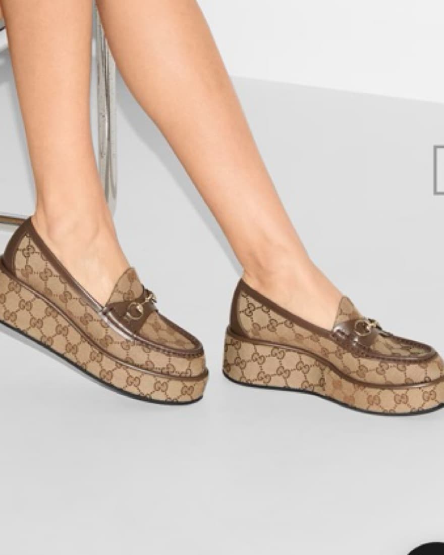 Gucci Monogrammed Platform Loafers - Image 1