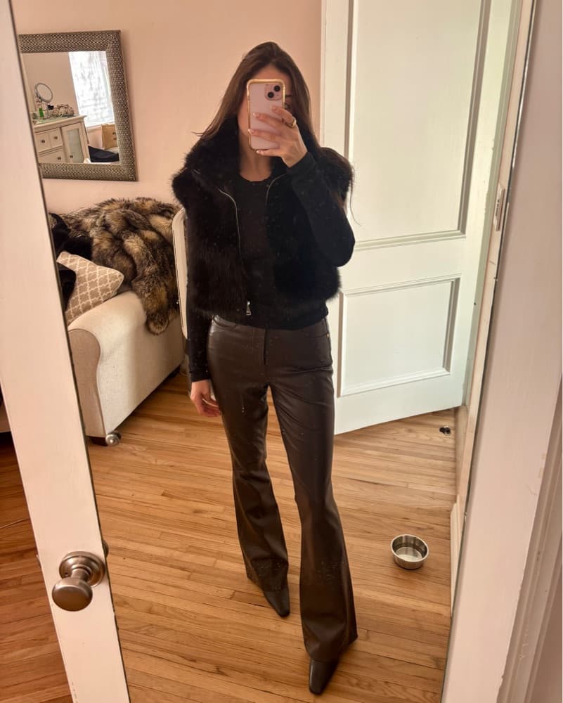 Black Faux Fur Vest - Image 1