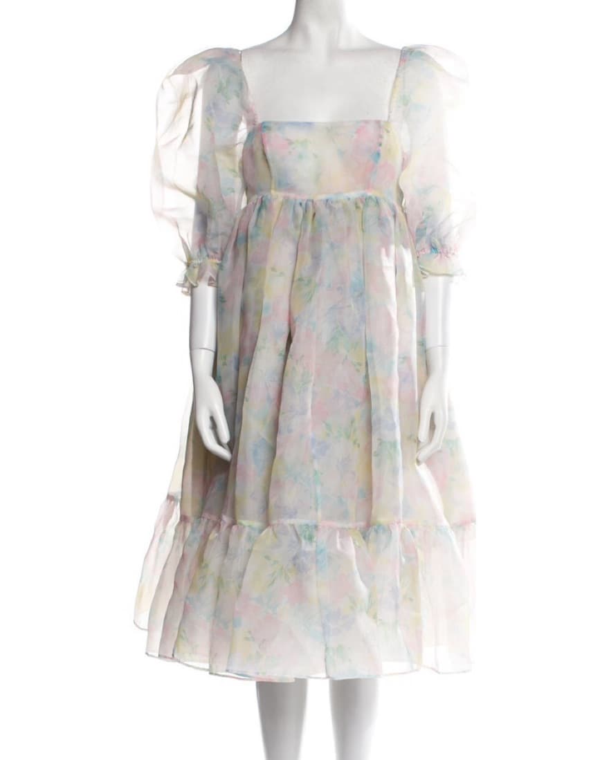 Selkie Watercolor French Midi Puff Dress - Image 2