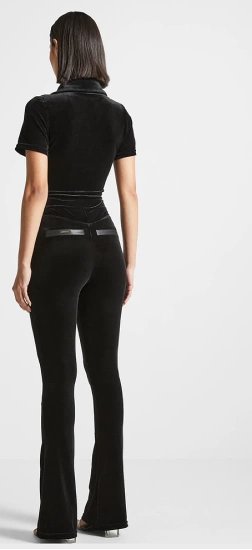 Velour Fit And Flare Jumpsuit - Black  - Image 2