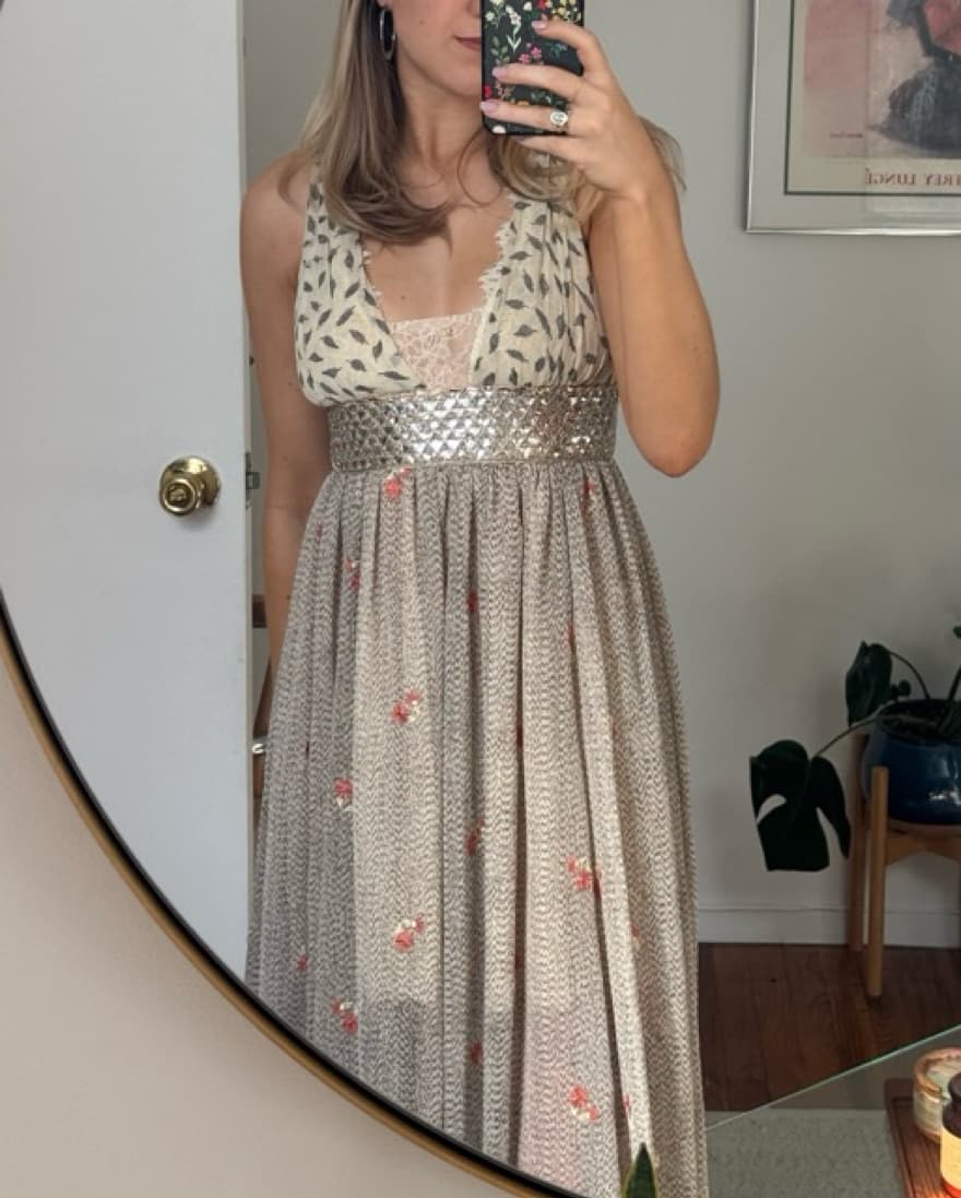 Free People Floral Gown With Metallic - Image 2