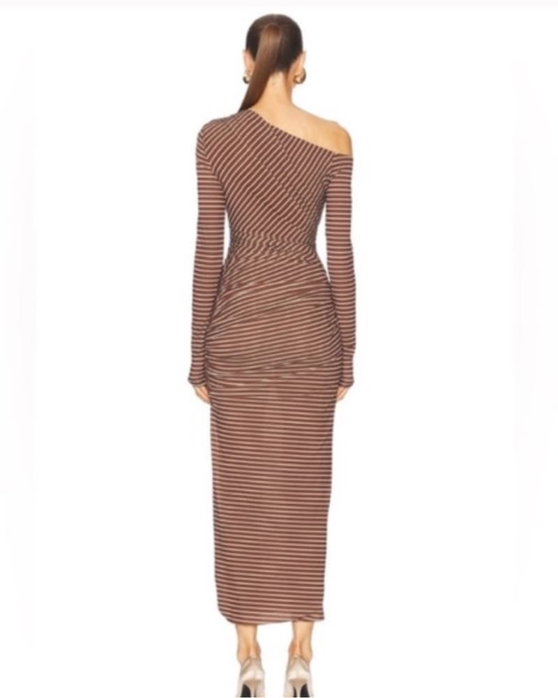Ronny Kobo Stripped one shoulder dress - Image 3