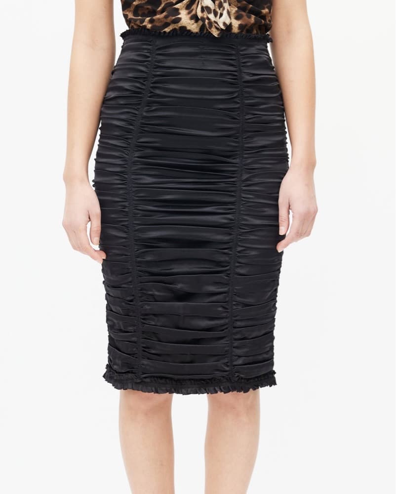 Dolce & Gabbana Black Ruched Silk Skirt - Image 3