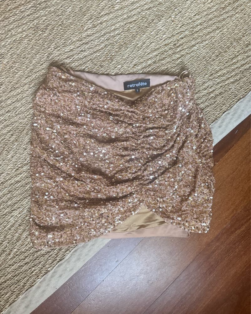 Retrofete Gold Mini Skirt  - Image 2