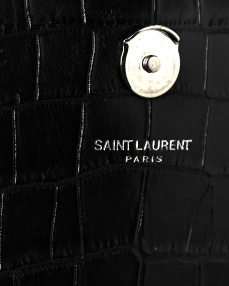 YSL Black Croc-Embossed Leather Bag  - Image 3
