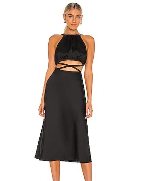 Misha Black Midi Dress - Image 1