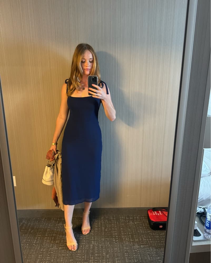 Blue Tie Reformation Cocktail Dress - Image 1