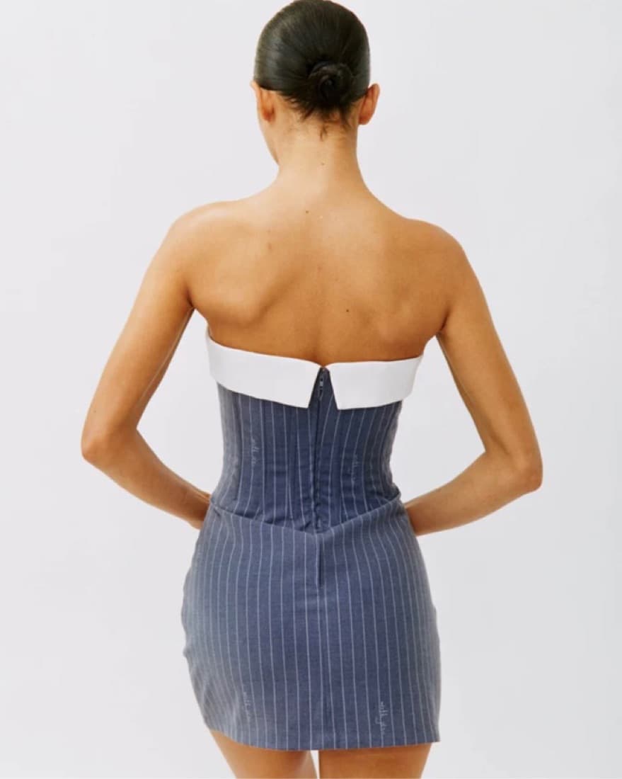 With Jean Chloe Corset Dress - Blue - Image 2