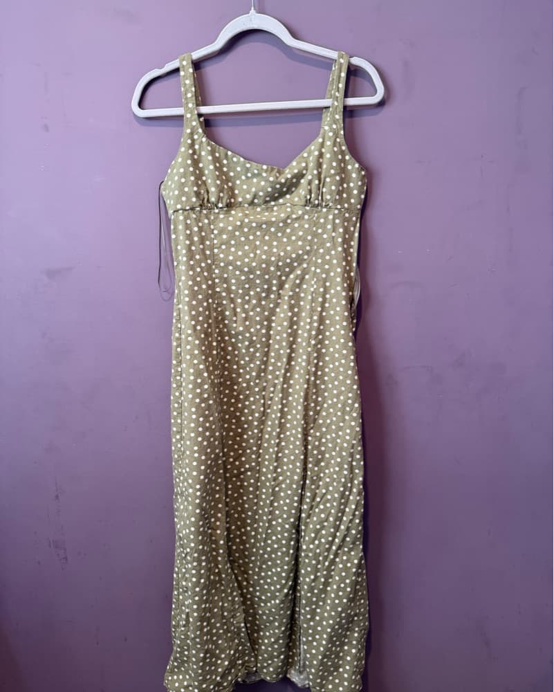 LINEN BLEND POLKA DOT MIDI DRESS ZARA - Image 4