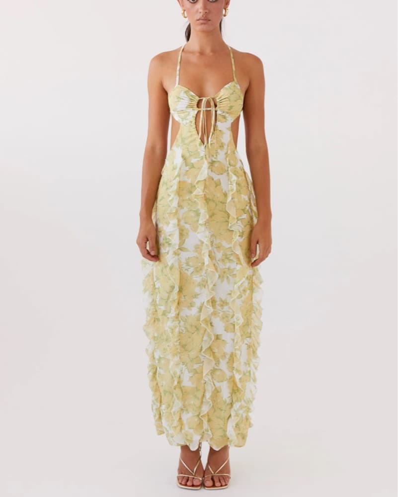 Daffodil Cut Out Ruffle Yellow Maxi  - Image 4