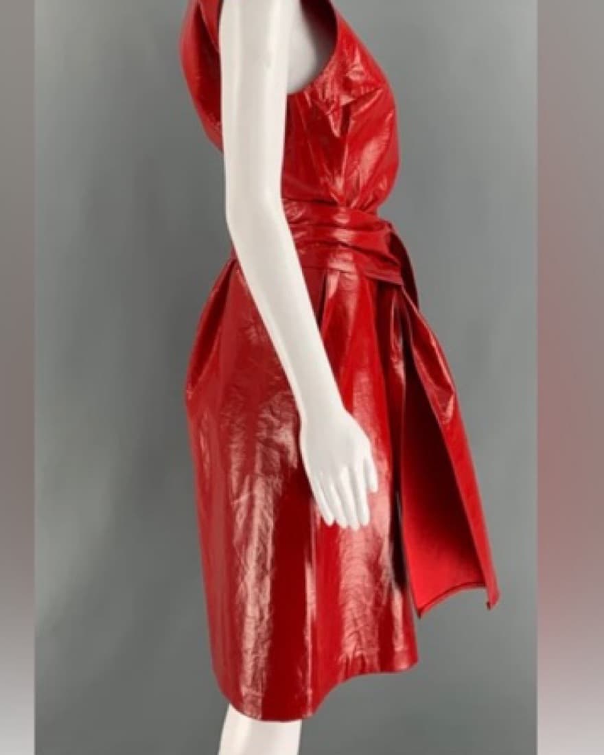 MSGM Red Cotton Polyurethane Solid Shift - Image 5