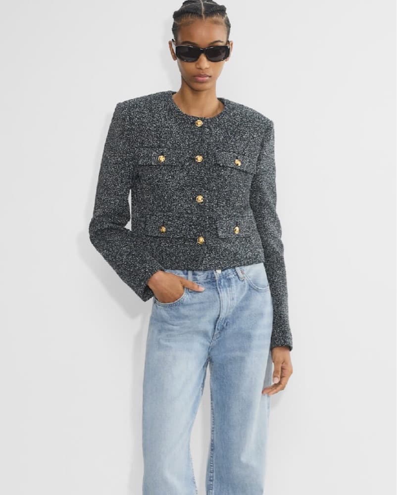 Aritzia Chic Tweed Jacket + Gold Buttons - Image 4