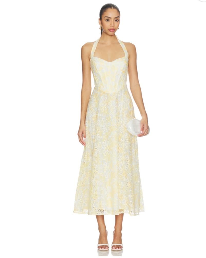 Pollie Halter Midi Dress In Yellow  - Image 2