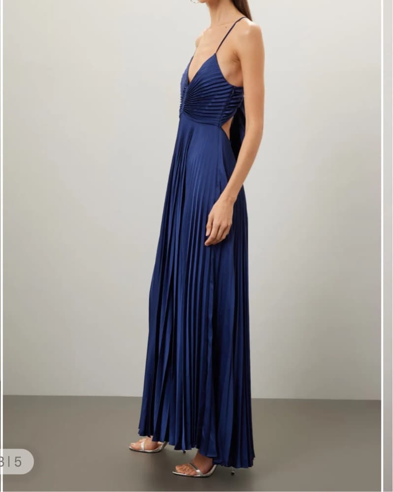 A.L.C. Aries Navy Pleated Gown  - Image 4