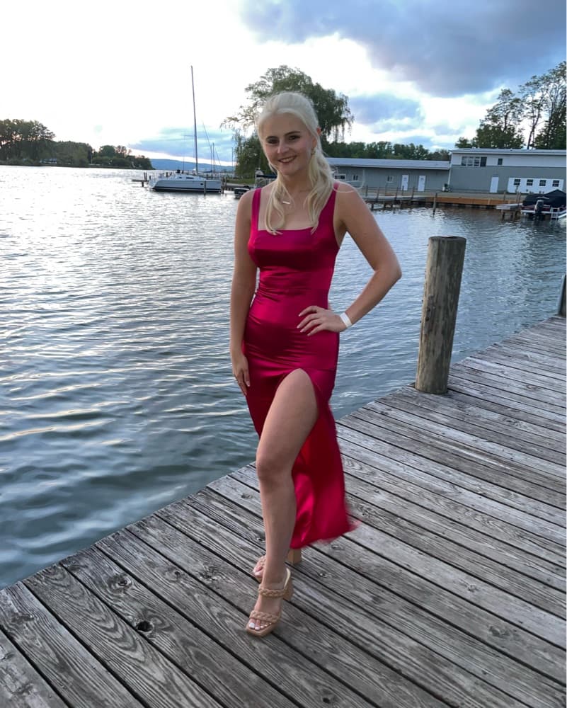 Reformation Fuchsia Dress With Slit - Image 3
