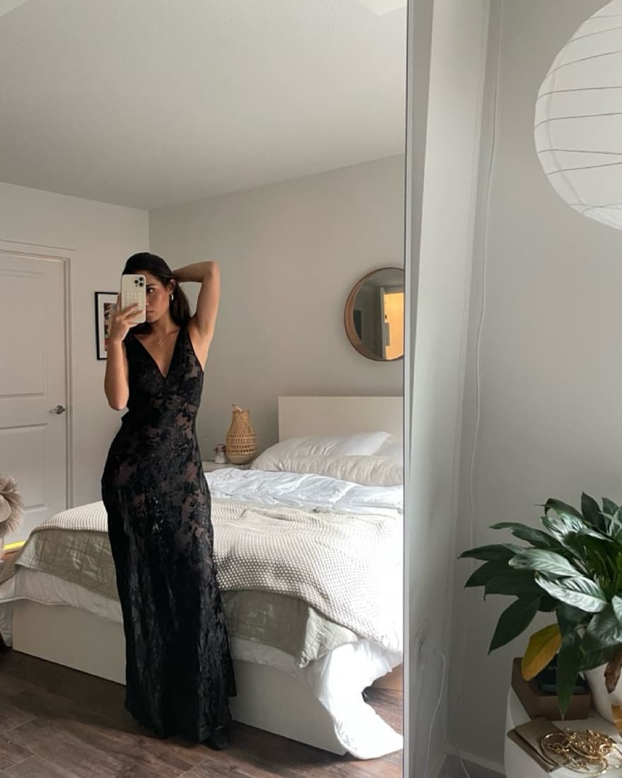 Rollas Black Sheer Lace Gown - Image 2