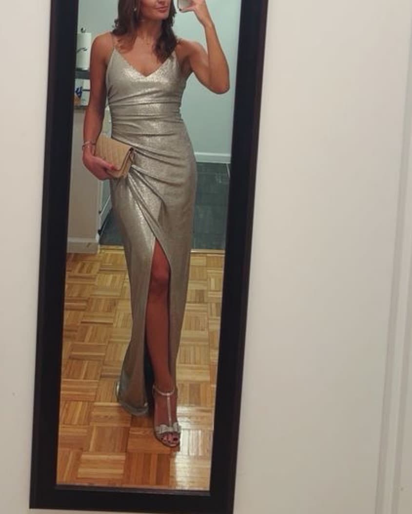 Betsy & Adam Metalic Ruched Dress - Image 2