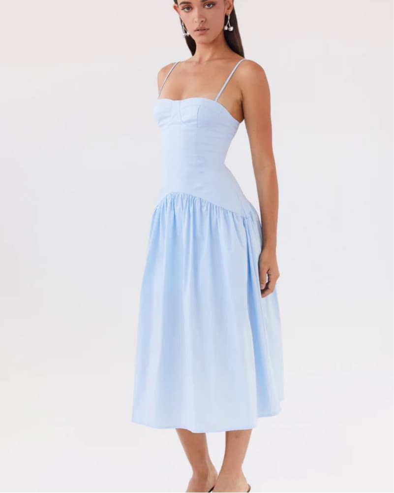 Elegant Baby Blue Midi Dress - Image 1