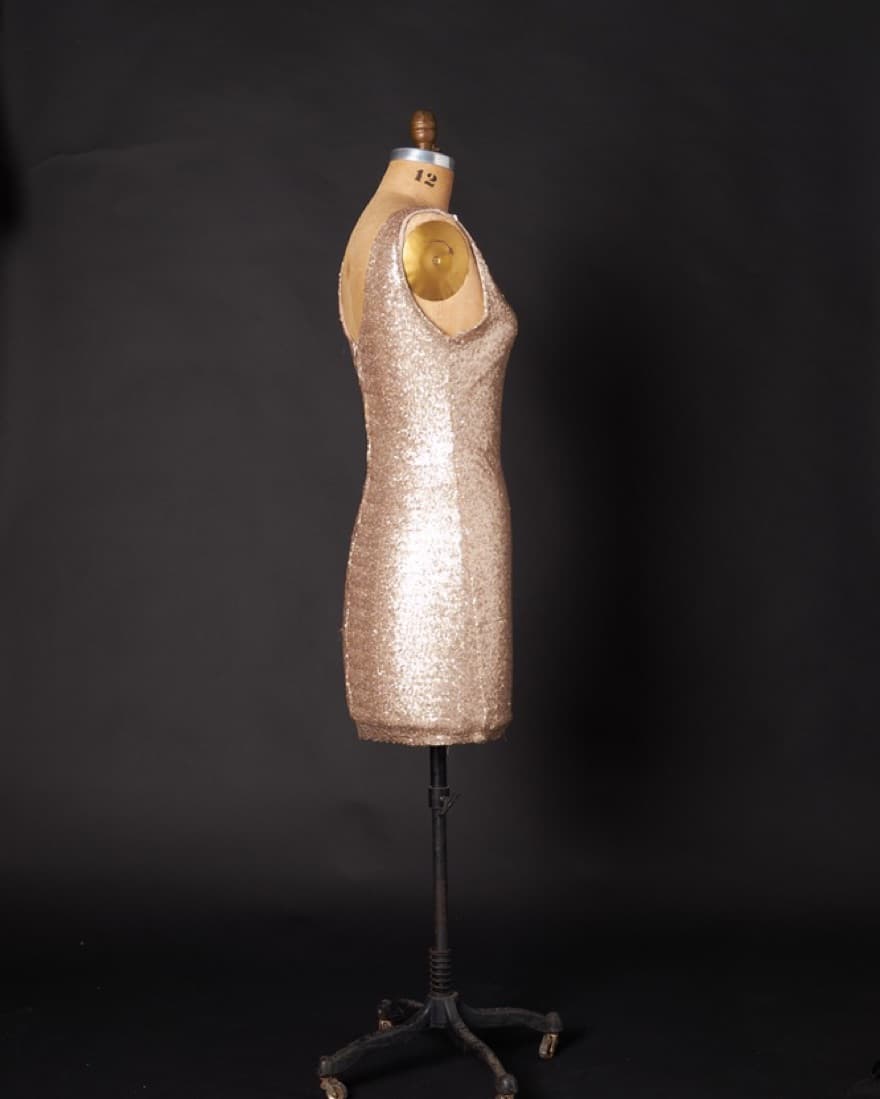 Gold Sequin Mini Dress - Image 3