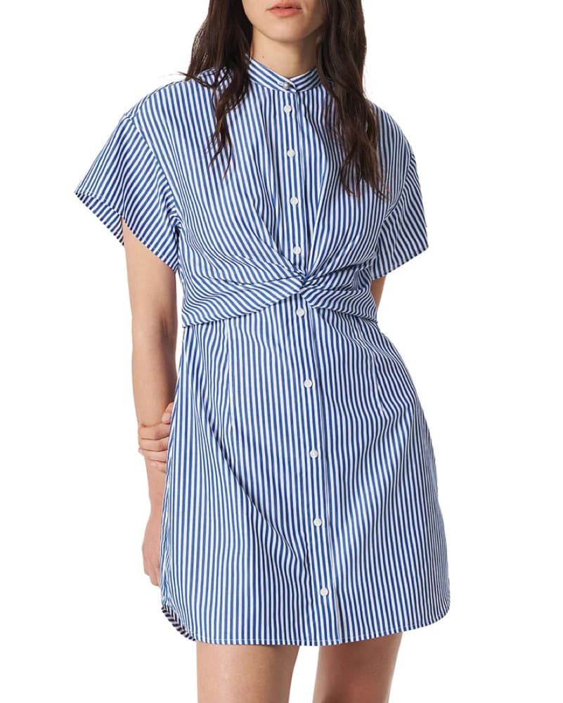 NAVY STRIPE GRETCHEN STRIPE POPLIN DRESS - Image 1