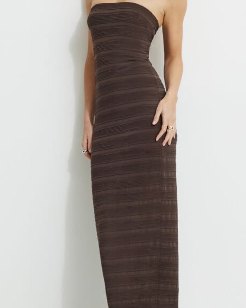 Brown Strapless Maxi Dress - Image 1