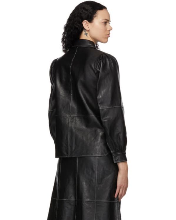 Ganni Black Leather Top  - Image 3