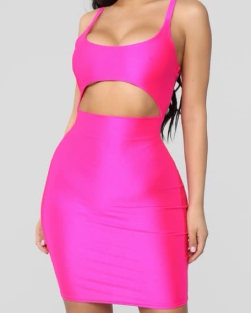 Vibrant Fuchsia Bodycon Mini Dress - Image 1