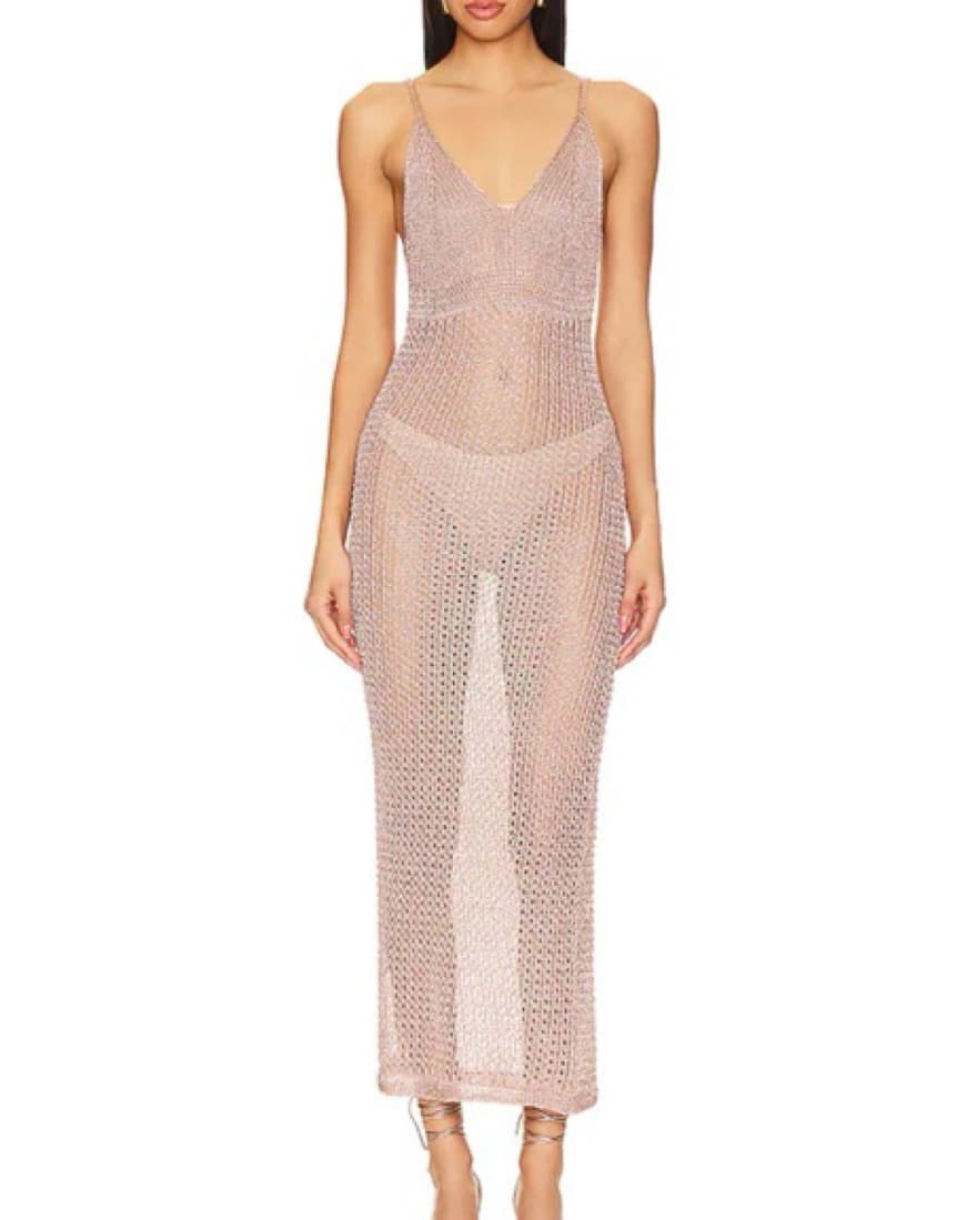 Rose Gold Knit Revolve Maxi Dress - Image 1