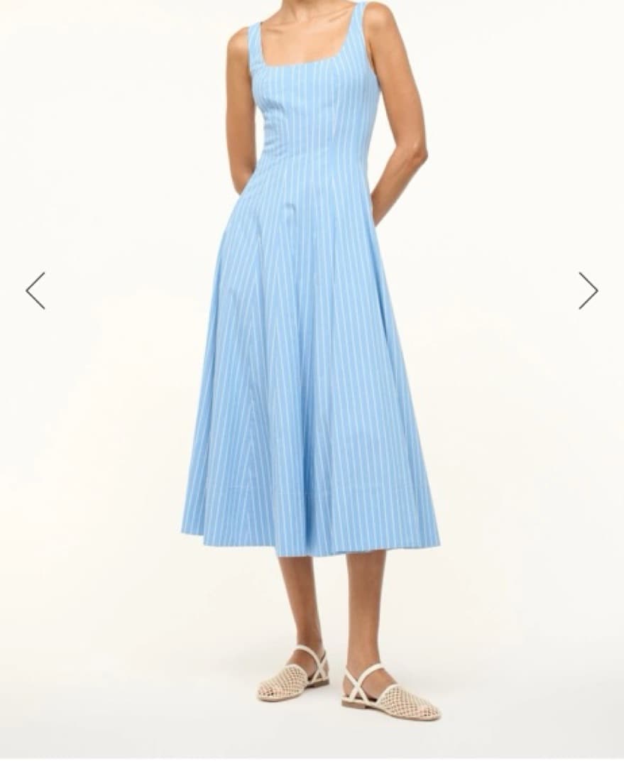 Light Blue Pinstripe Midi Dress - Image 2