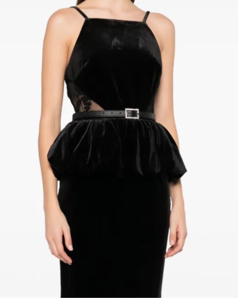 Self Portrait Black Velvet Dress - Image 2