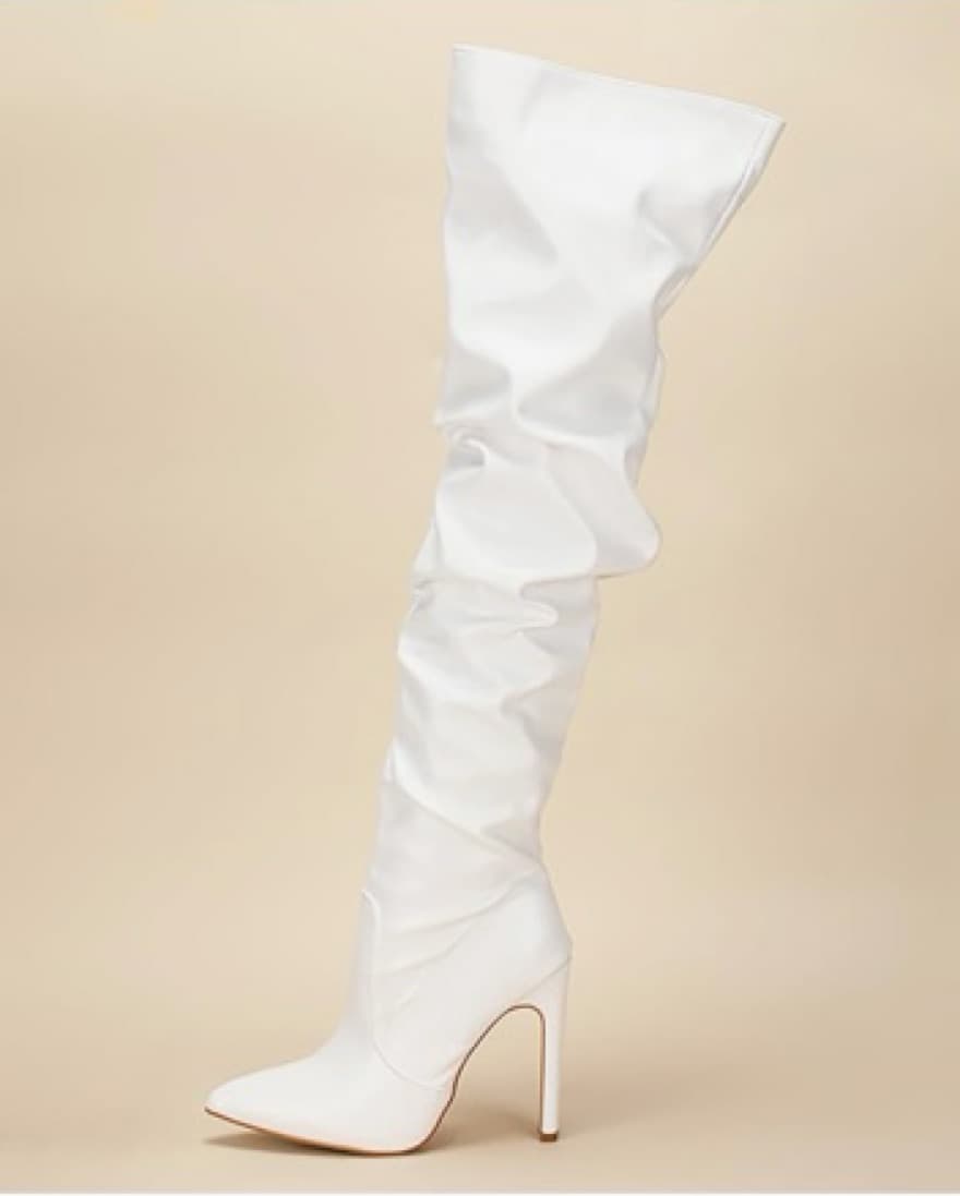 Sleek and Sophisticated White Thigh-High Boots - Image 4