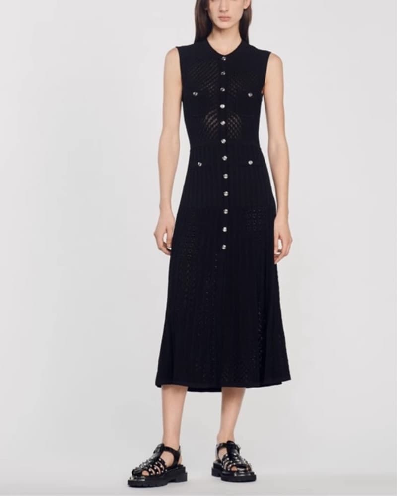 Sandro Sleek Black Midi Dress - Image 3