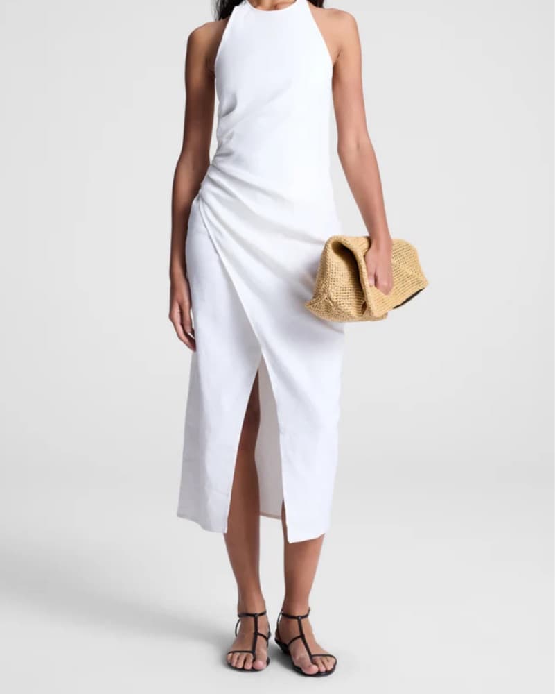 Linen Midi Halter Dress - Image 3