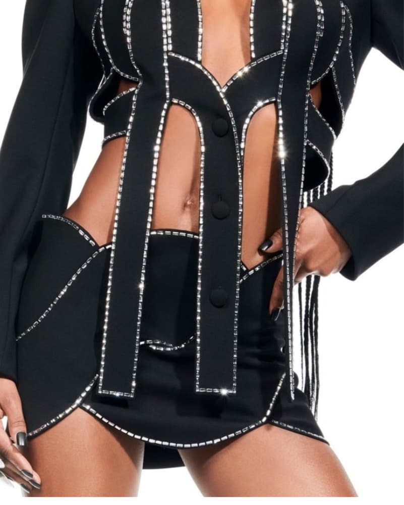 AREA Dupe Crystal Rope Jacket Skirt Set - Image 3