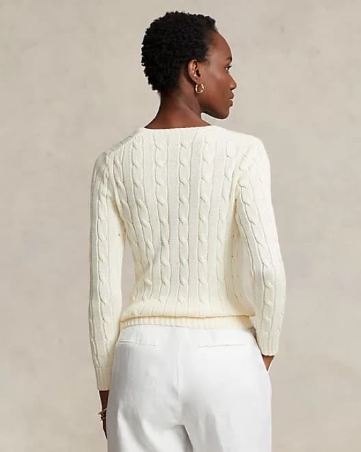 CABLE KNIT V NECK SWEATER - Image 4