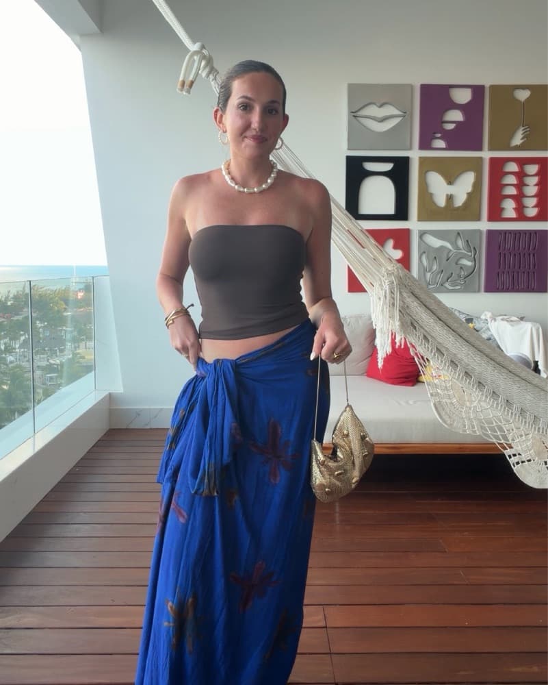 Moroccan Blue Wrap Skirt - Image 2