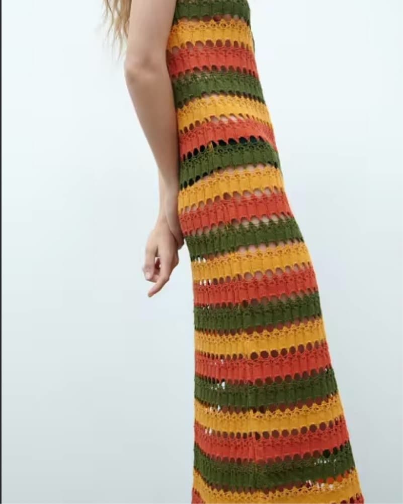 Striped Crochet Midi Dress - Image 3