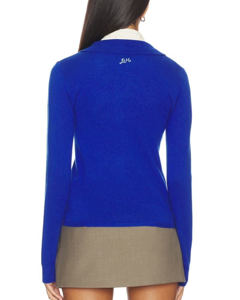 Damson Madder Blue Collared Cardigan - Image 3