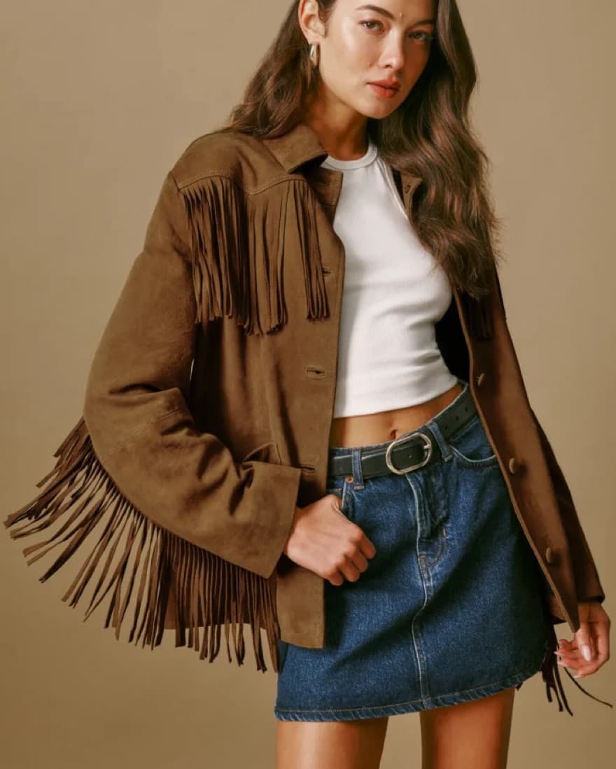 Reformation Suede Jacket - Camel - Image 1