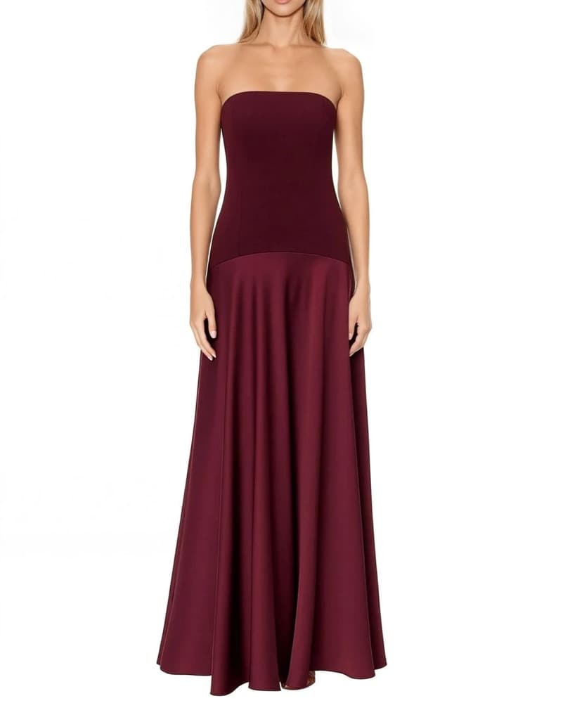 Burgundy Strapless Gown | Fall Wedding - Image 1