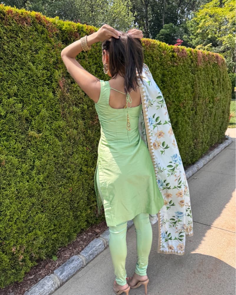 Stylish Green Floral Suit - Image 4