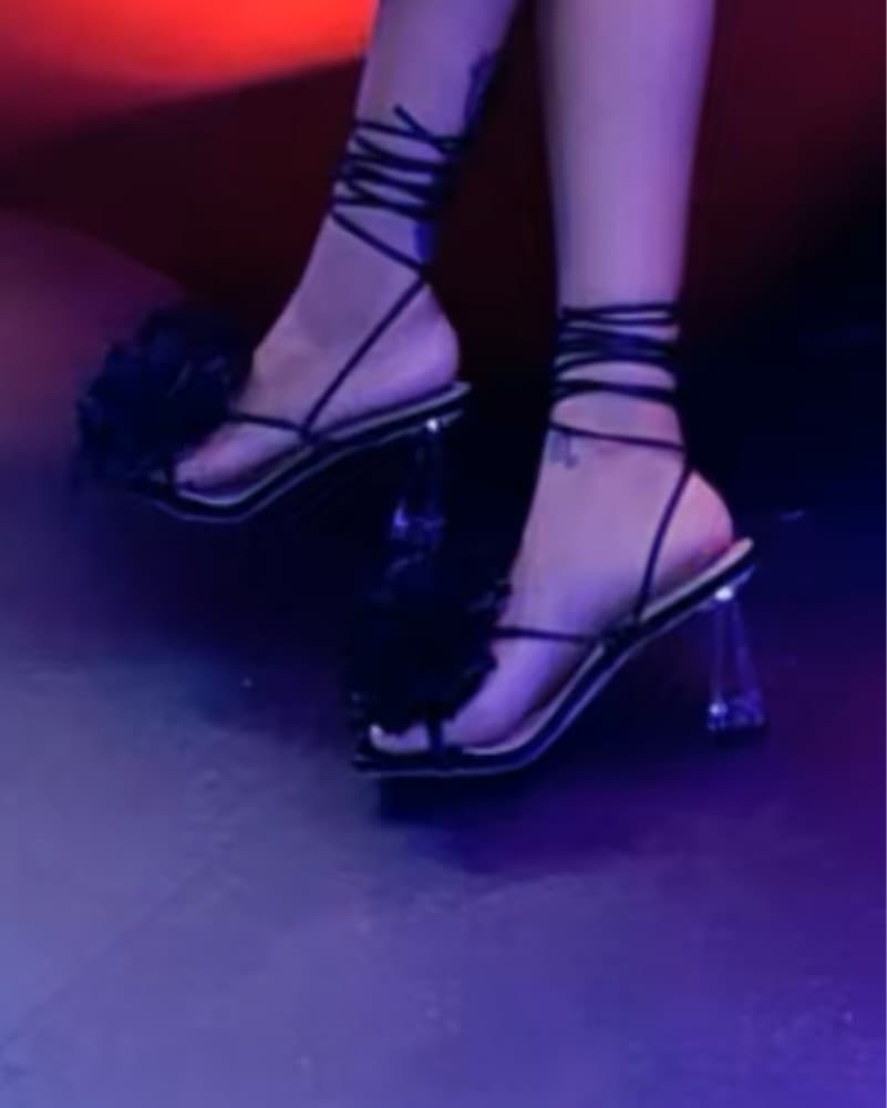 Chic and Striking Black Floral Heels - Image 2