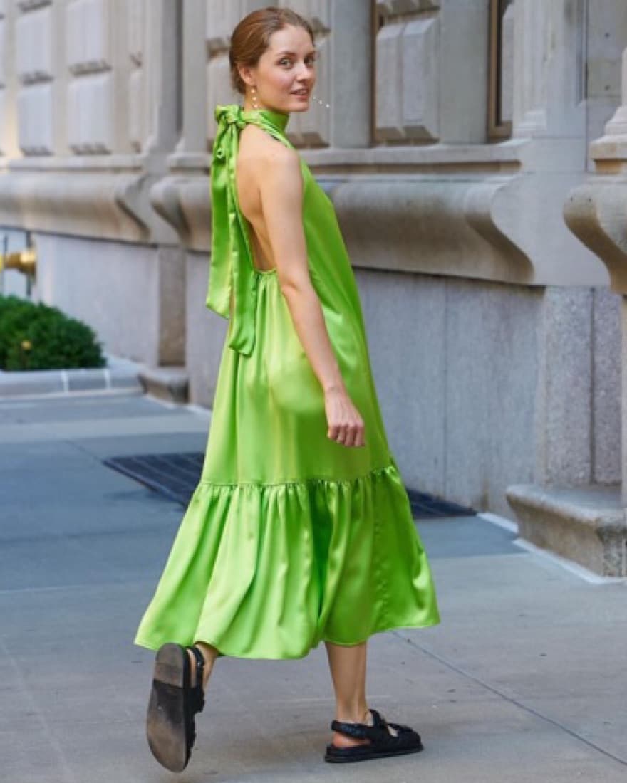 Green Silky Raquelle Pedraza NY Dress - Image 2