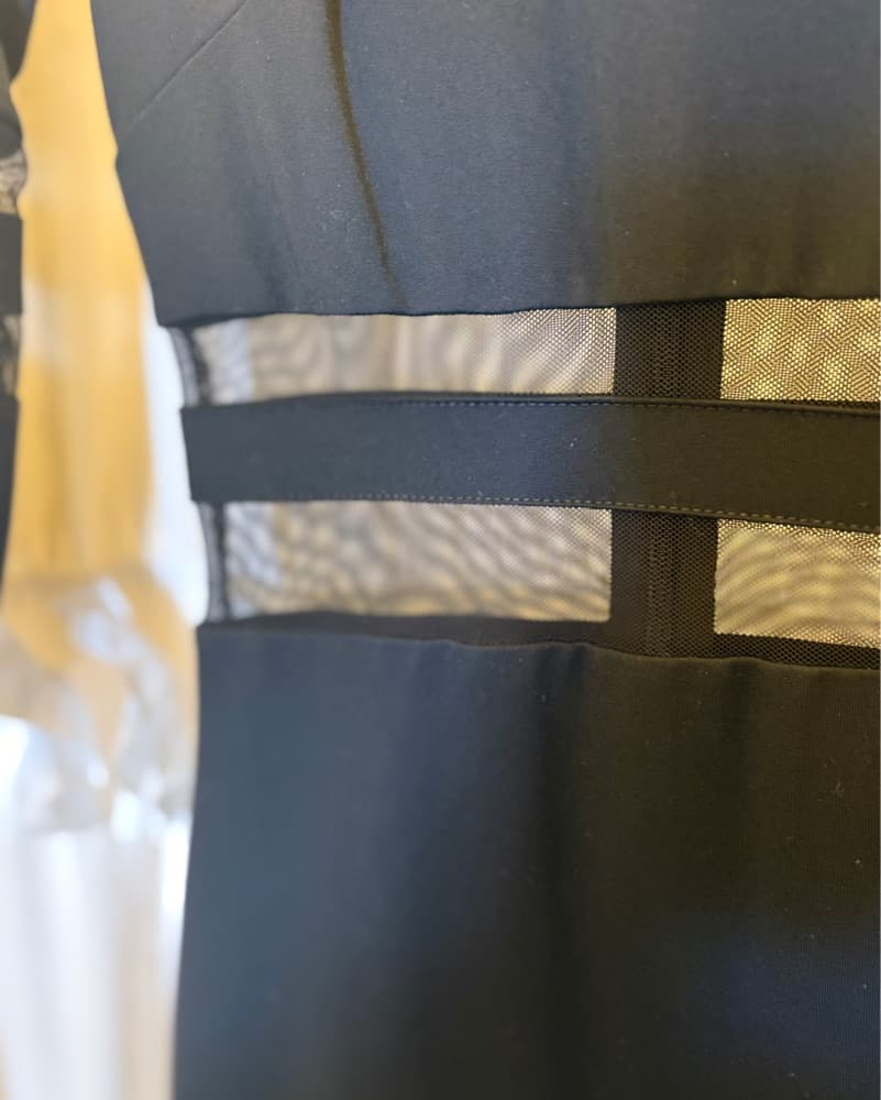 Black Mesh Cutout Bodycon Dress - Image 4