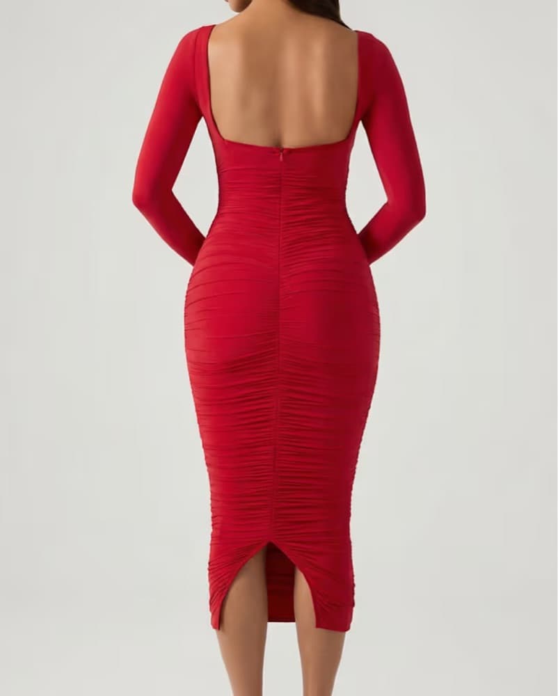 Sultry Red Midi Dress - Image 2