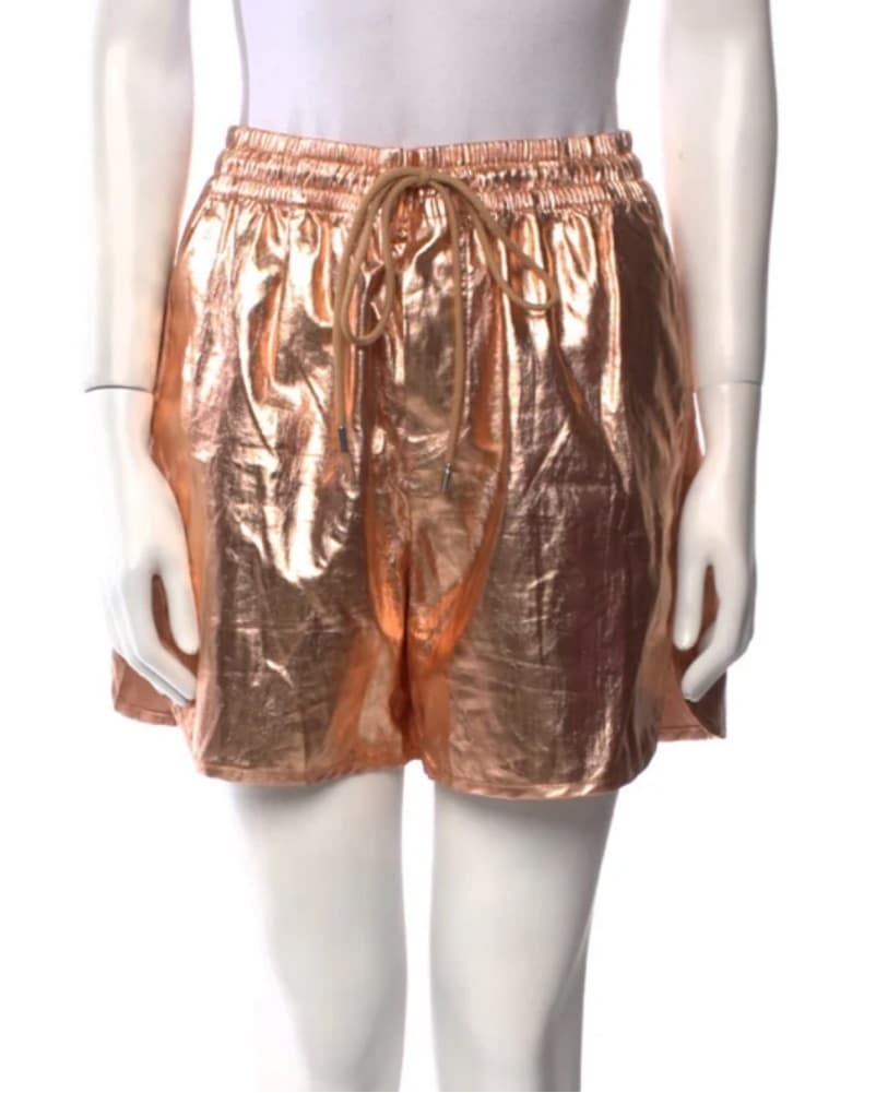 Metallic Bronze Linen Shorts - Image 1