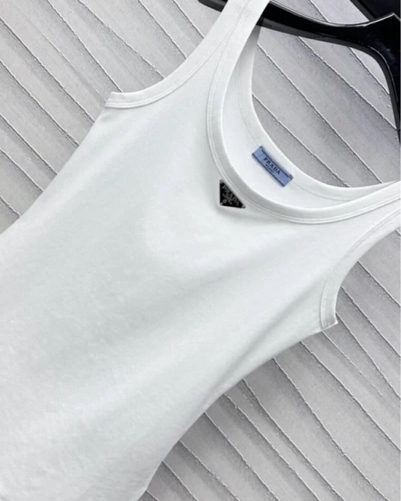 White Prada Tank Logo Official In S - Image 3